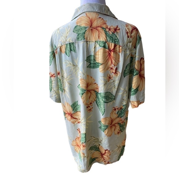 Caribbean Joe Hawaiian Luau Button Up Shirt Hibiscus Floral 100% Rayon Size L - Picture 4 of 11